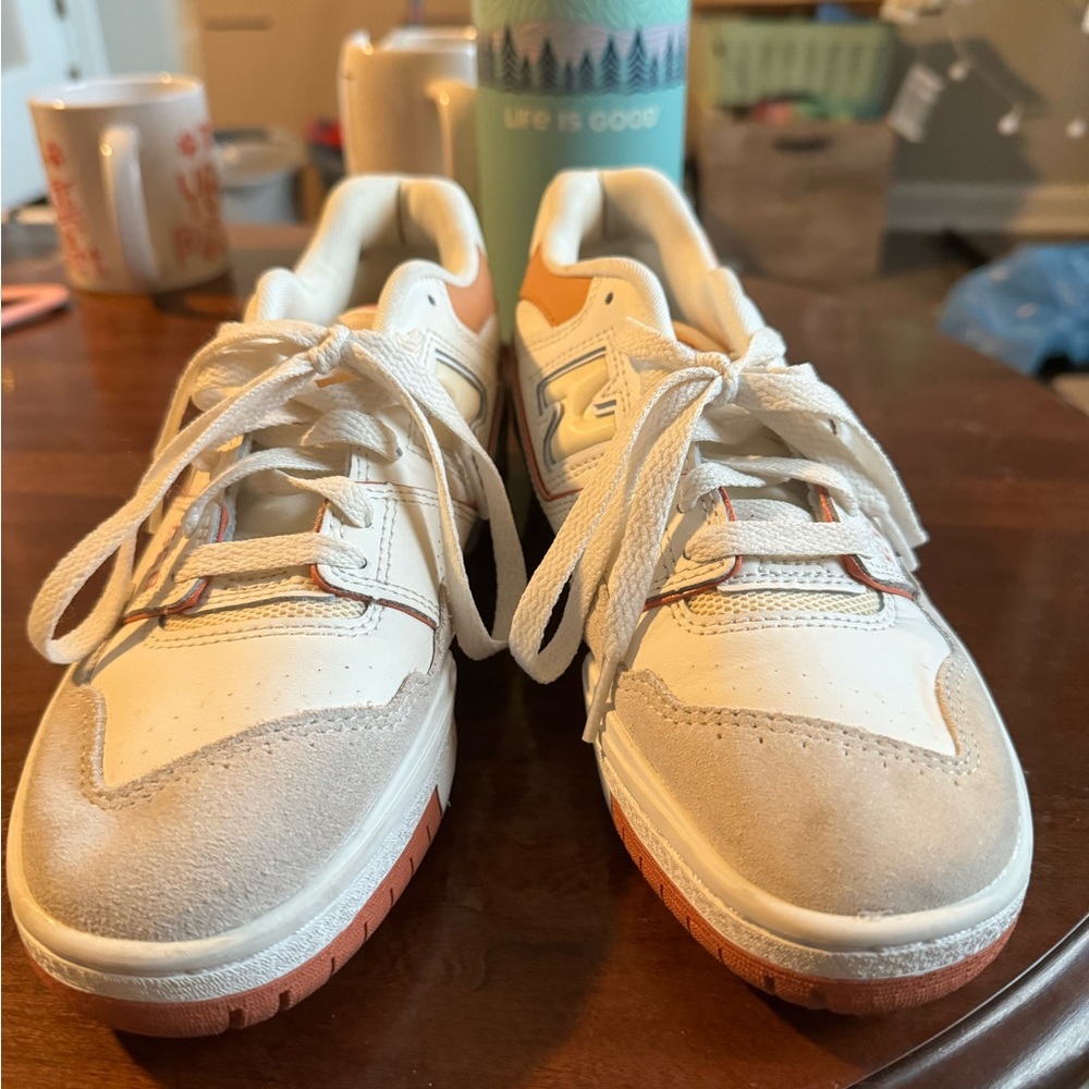 New Balance 550 white and light orange